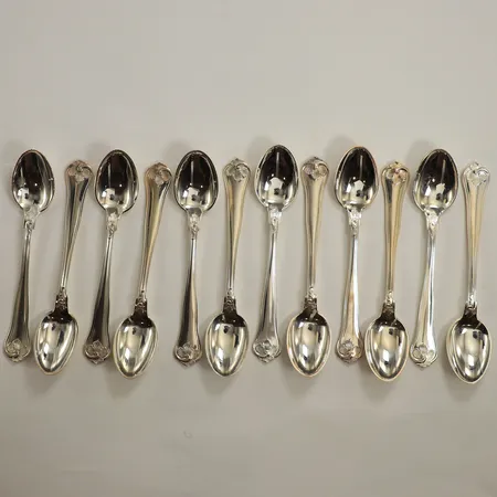 Tolv kaffeskedar, modell Sachsisk, längd 12cm, Cohr, silver Vikt: 185 g