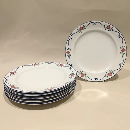 Sex mattallrikar Sundborn, Rörstrand, dekor Pia Rönndahl, Ø ca 26cm Skickas med postpaket.