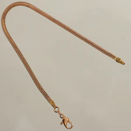 Armband Fiskben, längd 19cm, bredd ca 3mm, något ojämn länk, lagningar, utbytt lås, 18K Vikt: 4 g