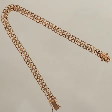 Armband X-länk, längd 18,5cm, bredd ca 5,5mm, ojämn länk, Norens Guldatelje, år 1966, 18K Vikt: 5,7 g