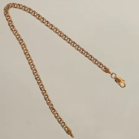Armband Bismarck, längd 19cm, bredd ca 3,5mm, skev länk, 18K Vikt: 4,5 g