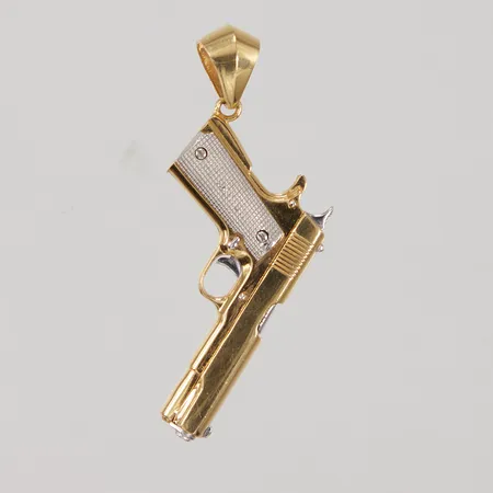 Hänge, pistol, längd inklusive ögla 50mm, detaljer i vitguld, 18K Vikt: 10,3 g
