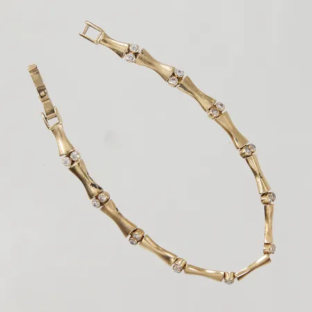 Armband, 18,5cm, bredd 5,7mm, vita stenar, slitage, 14K,  Vikt: 10,7 g