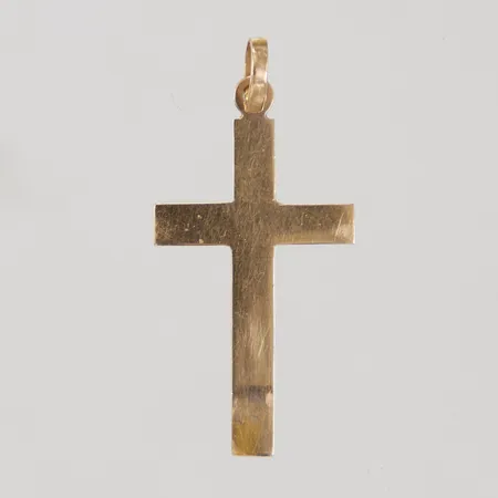 Hänge, kors, längd inklusive ögla 38mm, bredd 18mm, Levins Guld O Silver år 1942, liten buckla, 18K Vikt: 1,5 g