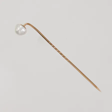 Hattnål längd 60mm, med pärla, Ø ca 7,5mm, 18K  Vikt: 2 g