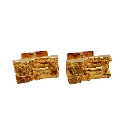 Manschettknappar, 1 par, 18K guld, LAPPONIA MADE IN FINLAND, Björn Weckström (signerade BW), dekor med strukturmönstrad yta, kontrollstämpel, mått 21x11 mm, mycket fint skick  Vikt: 14,1 g