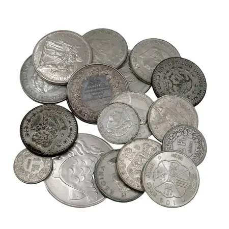 Parti silvermynt, blandade finhalter, beräknad finvikt cirka 206g