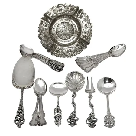 Parti silverbestick, fat, 830/1000, cirka 416g