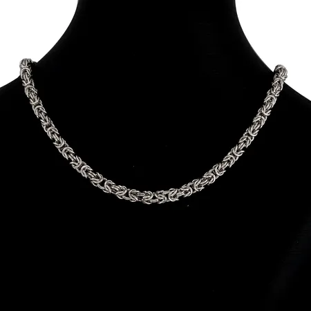 Halsband Kejsarlänk, silver 925/1000, professionell tillverkning, längd 43 cm, bredd 4,5 mm, tillverkad 2001, möjligt monogram alt. tillverkarsignatur på brickan, fint skick Vikt: 29,5 g