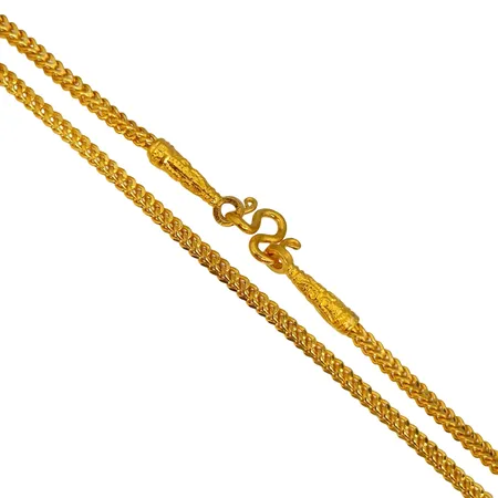 Halskedja, 23K guld (965/1000), längd 44,5 cm, bredd 3 mm, 2 bath, fint skick  Vikt: 30,4 g