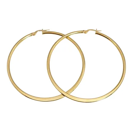 Örhängen Creoler, 18K guld, större modell, tillverkarstämpel SCO, diameter 57 mm, tjocklek 1,3 - 2 mm, fint skick Vikt: 4,1 g