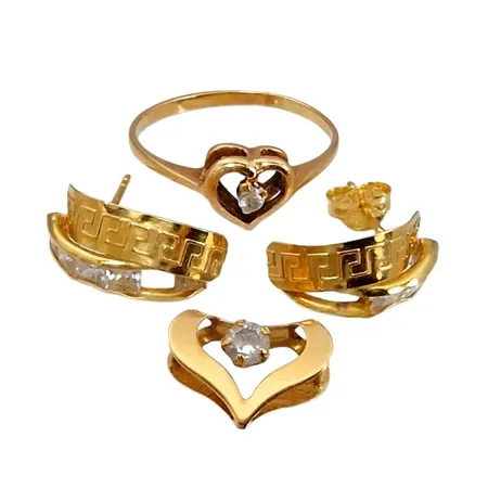 Diverse smycken, 14K guld - 1,1g, 18K guld - 1,4g, slitage och defekter