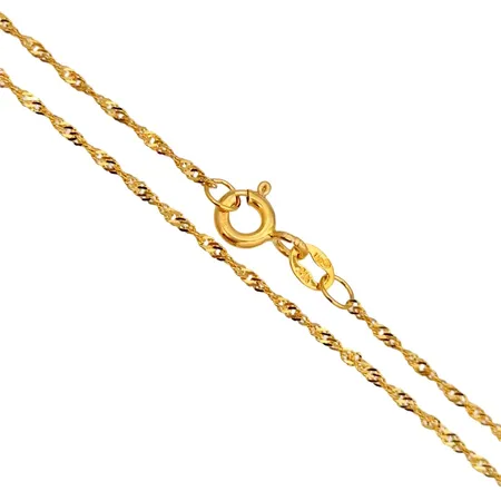 Halskedja Singapore, 21K guld, längd 41,5 cm, bredd 1,1 mm, fint skick Vikt: 1,4 g