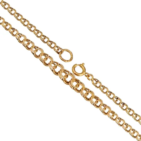 Halskedja Bismarck, 18K guld, doserad modell, Andrens Guldvaror (EWA), Köping, svensk kontrollstämpel, längd 46,0 cm, bredd 2,5 - 5 mm, missfärgning Vikt: 6,5 g