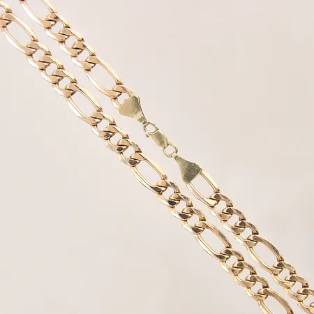 Kedja Figaro, längd: 61,5cm, bredd: 7,7mm, ihålig, 14K  Vikt: 22,3 g
