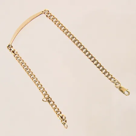 Armband Pansar med bricka, längd: 19cm, bredd: 4,2-7,2mm, repig bricka, 18K  Vikt: 10,8 g