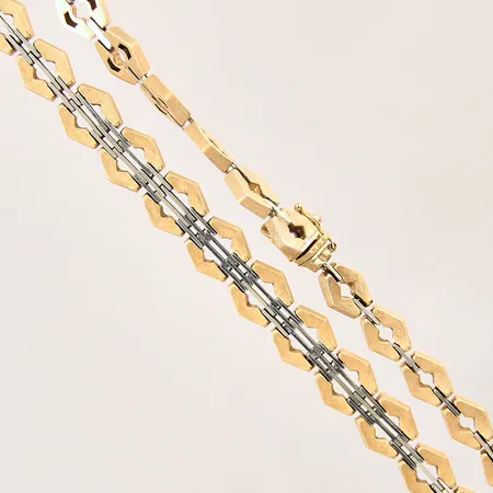 Collier, längd: 41cm, bredd: 7,4mm, tvåfärgad, 18K  Vikt: 33,9 g