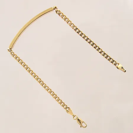 Armband Pansar med bricka, längd: 19cm, bredd: 3,5-4,5mm, repig bricka, 18K  Vikt: 5,8 g