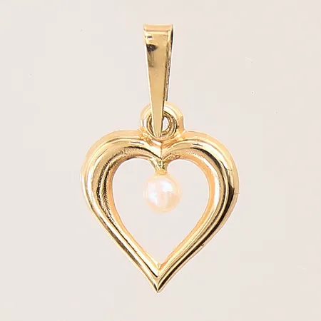 Hänge hjärta med imitationspärla, 19x11mm, 18K  Vikt: 0,3 g