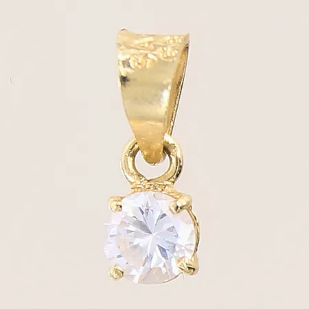 Hänge med vit sten, 13x4,5mm, 14K Vikt: 0,7 g