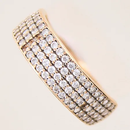 Ring med vita stenar, stenar saknas, skev, defekt, 14K Vikt: 1,9 g