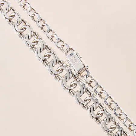 Kedja doserad Bismarck, längd 49cm, bredd 6-12mm, CCC, silver 925/1000 Vikt: 37,9 g