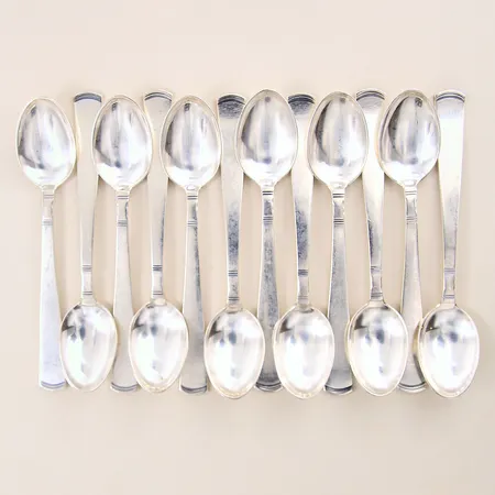 Kaffeskedar 12st, längd 12cm, modell Rosenholm, silver 830/1000 Vikt: 199 g