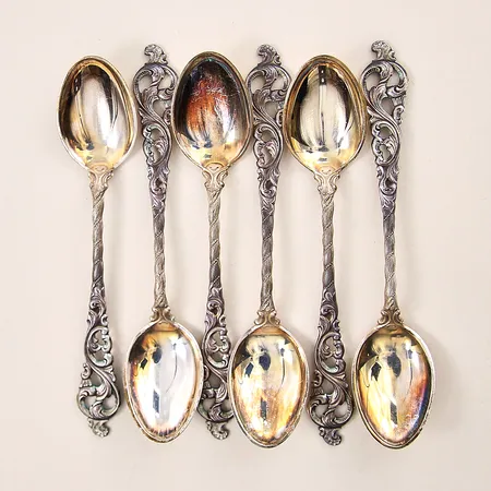 Kaffeskedar 6st, längd 11,6cm, silver 830/1000 Vikt: 62,5 g