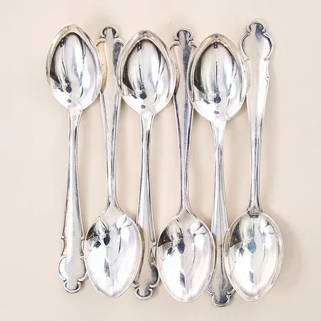 Kaffeskedar 6st, längd 12,2cm, modell Disa, silver 830/1000 Vikt: 85,5 g