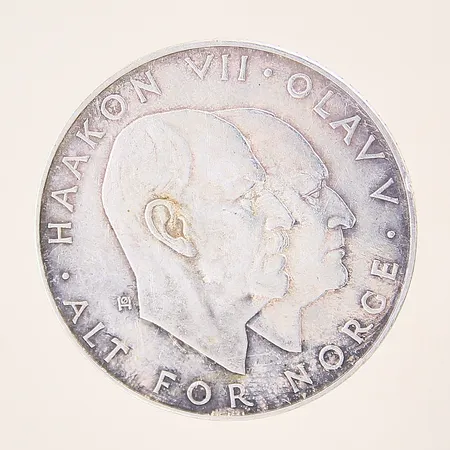 Mynt, Haakon VII Olov V Alt for Norge, Frigjöringen 8maj 1945, 25kr, 1970, silver 875/1000 Vikt: 29,2 g