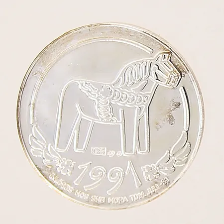 Lokalmynt för Mora, Vasaloppet, 150kr, Ø27mm, plastetui, silver 925/1000 Vikt: 10 g