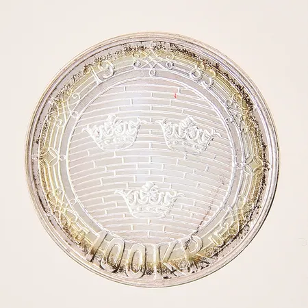 Mynt, Sveriges Riksdag, Helgelandsholmen, 1983, 100kr, Ø31,9mm, defekt etui,  Vikt: 16 g