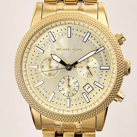 Herrur Michael Kors, MK-8953, stål/doublé, quartz, Ø43mm, serie-nr: 252211, kronograf, datum, originallänk, fint skick, inga tillbehör 