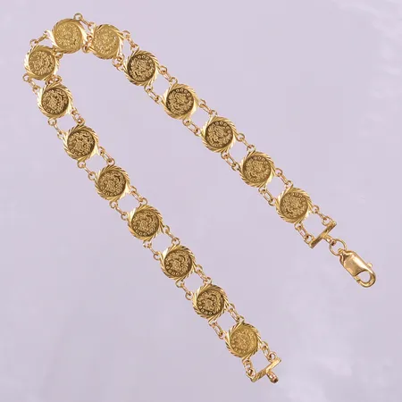 Armband, ca 19cm, bredd 7,5mm. 21K  Vikt: 6,9 g