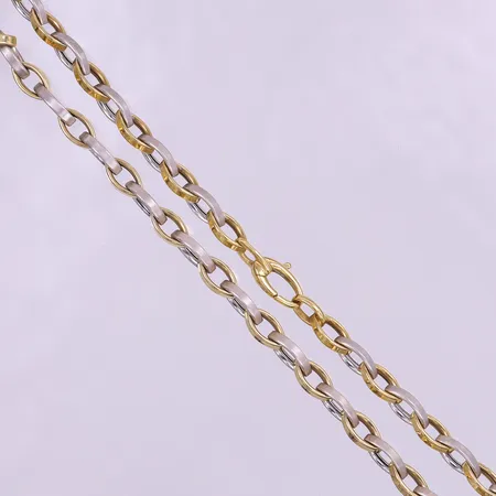 Kedja tvåfärgad, ca 44cm, bredd 5mm, GHA. 18K  Vikt: 15 g