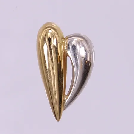 Hänge tvåfärgat hjärta, ca 18x11mm, dold ögla, GHA. 18K  Vikt: 2,2 g
