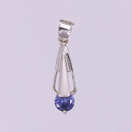 Hänge vitguld med blå sten, ca 21,5x 5,5mm inkl ögla. 18K Vikt: 1 g