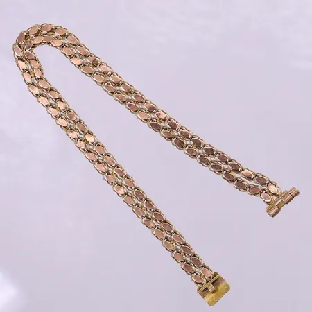 Armband, längd 20cm, bredd 7mm, trögt lås, 14K.  Vikt: 8,3 g