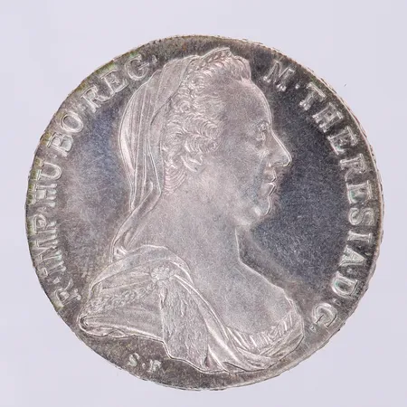 Mynt 1 Thaler - Maria Theresia, 1780, Ø40mm, silver 833/1000.  Vikt: 28,1 g