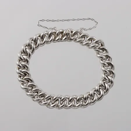 Armband Pansar, ihåligt, längd ca 19cm, bred 10mm, säkerhetskedja, silver Vikt: 17 g
