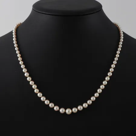 Pärlcollier odlade saltvattenspärlor doserat ca Ø 3,6-7,5mm, längd 49 cm, lås 18k  Vikt: 0 g