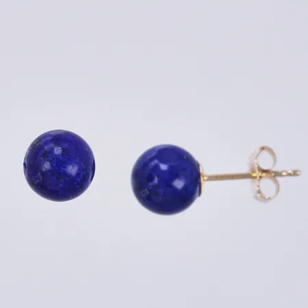 Ett par örhängen med Lapiz Lazuli, Ø ca 6,5mm, 18K  Vikt: 1 g