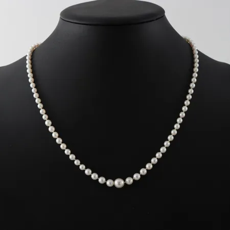 Collier med odlade pärlor lite doserat ca Ø 3,5-7,8mm, längd 50 cm, lås metall Vikt: 0 g