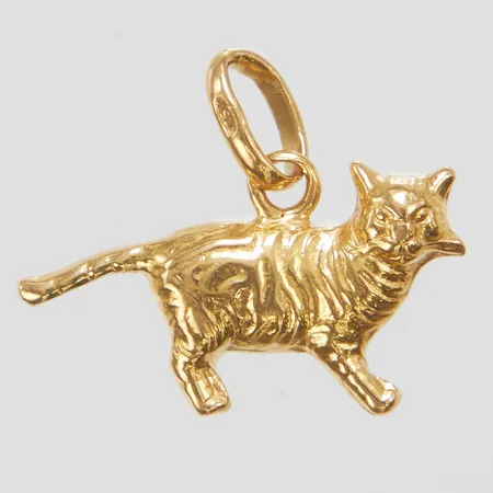 Hänge Katt, längd ca 17mm inkl ögla, bredd 19mm, 18K Vikt: 1 g