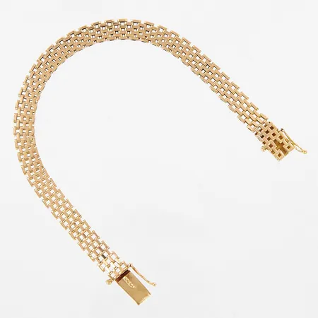 Armband Korridorlänk, 19,5cm, bredd: 8mm, otydlig ålderstämpel, 50-/60-tal, Segir AB, Stockholm, 18K,  Vikt: 14,2 g