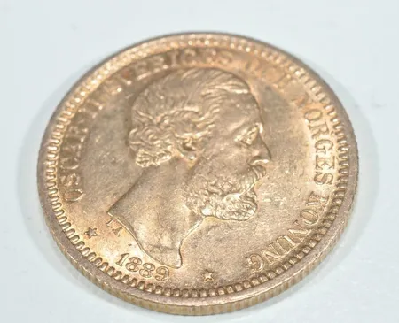Guldmynt Oskar II 20 kr 21,6k 8,9 gr  Vikt: 8,9 g