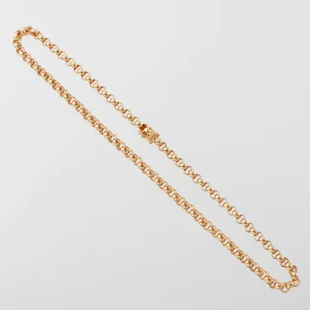 Collier ärtlänk, Jo-Ans Guld AB Köping, längd 42 cm,  bredd ca 5 mm, 18k. Vikt: 24,4 g