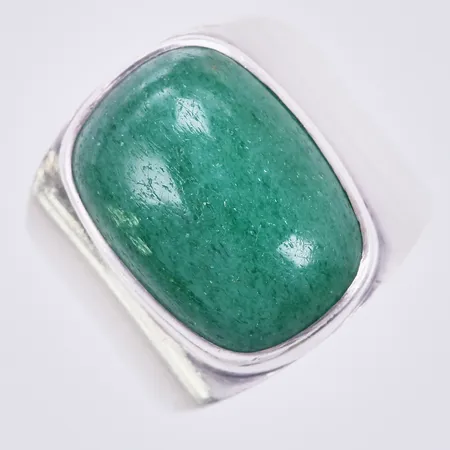 Ring med grön sten, stl: 18½, bredd: ca 4-19mm, Bohlin Silversmide Ove, år 1960, 830/1000, silver Vikt: 9,4 g