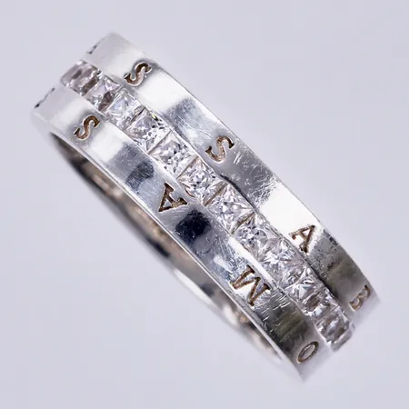 Ring med vita stenar, Thomas Sabo, stl: 17¾, bredd: ca 6mm, 925/1000, silver Vikt: 5,7 g