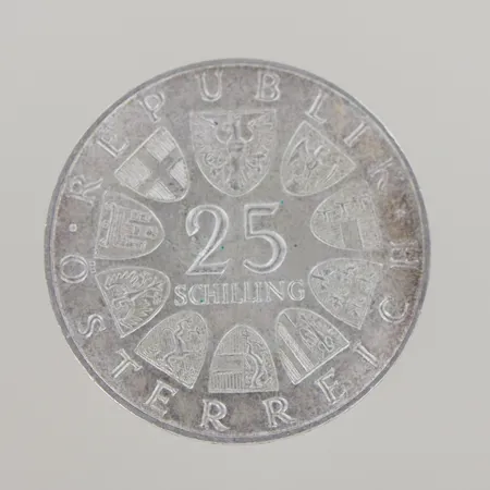 Minnesmynt  50 årsdagen av Carl Michael Ziehrer död, Österrike 25 schilling 1972,  800/1000 Vikt: 13 g